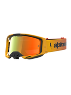 Alpinestars Vision 8 Schutzbrille Amber Mirror, Motocross-Brille, Rot und Schwarz, A-FLEX Rahmen und verspiegelte Linse.