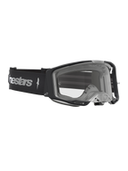 Alpinestars Vision 8 Amber veiligheidsbril, motorcrossbril, zwart en zilver, transparante lens en A-FLEX frame
