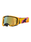 Alpinestars Vision 8 Corp Goggles, Motocross Goggles, Orange frame with Mirror Gold lens, Yellow and Orange gradient strap with a large Pink and Black Alpinestars logo, sleek high-performance design for off-road racing