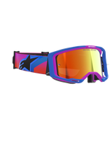 Alpinestars Vision 8 Corp Goggles, motorcross bril, UCLA blauw en paars frame met Mirror Red lens, kleurrijke band met kleurverloop en zwart Alpinestars-logo, hoogwaardige off-road prestatiebril