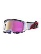 Alpinestars Vision 8 Maven veiligheidsbril, motocrossbril in lavendel en zwart met een roze spiegelende anti-condens lens en RAM-AIR-ventilatie.