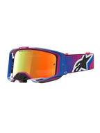 Alpinestars Vision 8 Maven veiligheidsbril, motocross, blauw en roze, rode spiegellens, lichtgewicht A-FLEX frame.