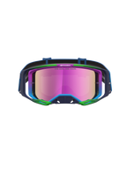 Alpinestars Vision 8 Maven veiligheidsbril, motorcrossbril in blauw en roze met roze spiegelglas en RAM-AIR ventilatie.