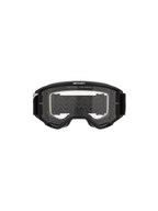 Alpinestars Vision 5 Corp Goggles, motorcrossbril, zwart frame met heldere lens, vooraanzicht, voorzien van 'ONE GOAL. ONE VISION.' tekst op de bovenzijde, breed gezichtsveld voor off-road racen