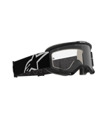Alpinestars Vision 5 Corp Goggles, motorcrossbril, zwart frame met heldere anti-condens lens, brede zwarte band met een wit Astars-logo, hoogwaardige off-road eyewear met RAM-AIR ventilatie