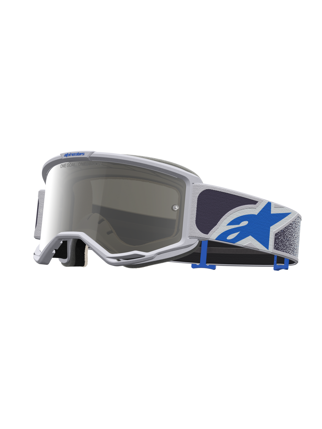Alpinestars Vision 5 Drag veiligheidsbril, motorcross, licht lila en blauw, zilveren spiegellens, flexibel A-FLEX frame.
