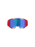 Alpinestars Vision 5 Corp Goggles, Motocross-Brille, rot-weißer Rahmen mit blau verspiegelter Linse, rotes Band und 'ONE GOAL... ONE VISION'-Schriftzug auf der Linse, Vorderansicht