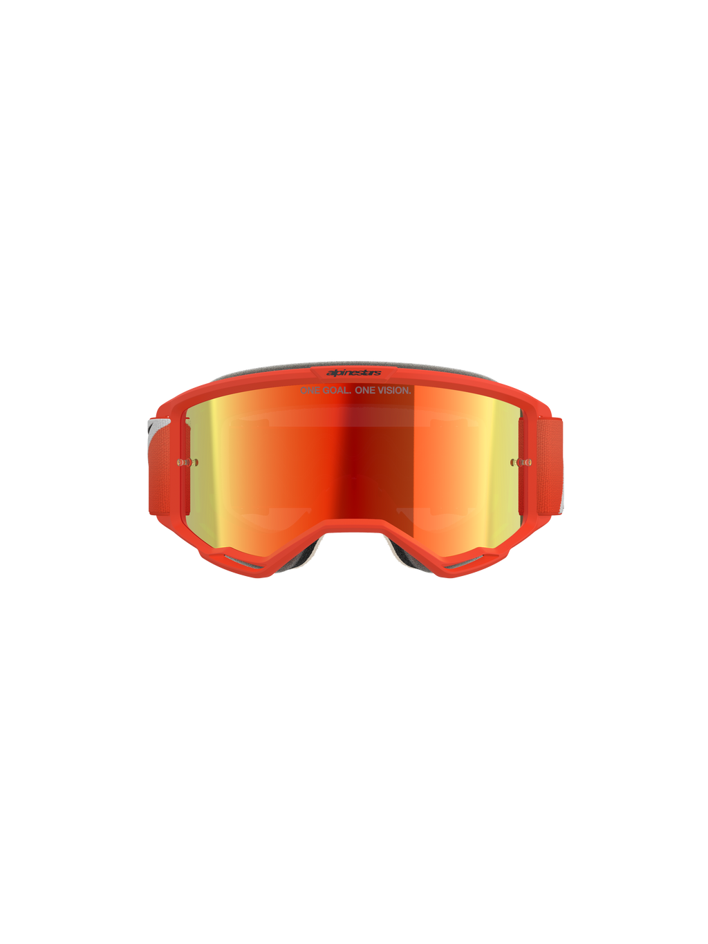 Alpinestars Vision 5 Corp Goggles, Motocross-Brille, oranger Rahmen mit orange-rot verspiegelter reflektierender Linse, rotes verstellbares Band, schlankes Offroad-Performance-Design