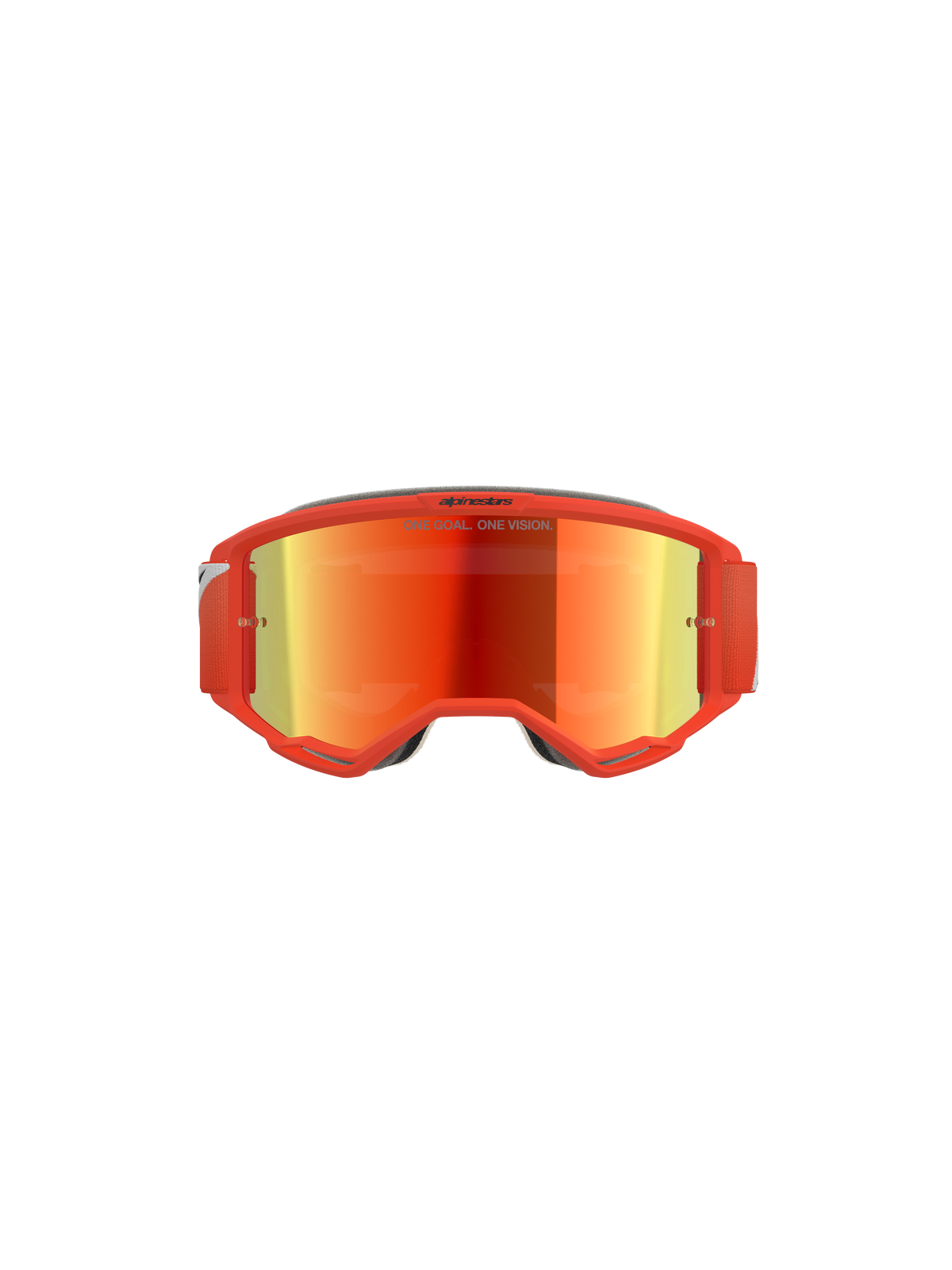 Alpinestars Vision 5 Corp Goggles, Motocross-Brille, oranger Rahmen mit orange-rot verspiegelter reflektierender Linse, rotes verstellbares Band, schlankes Offroad-Performance-Design