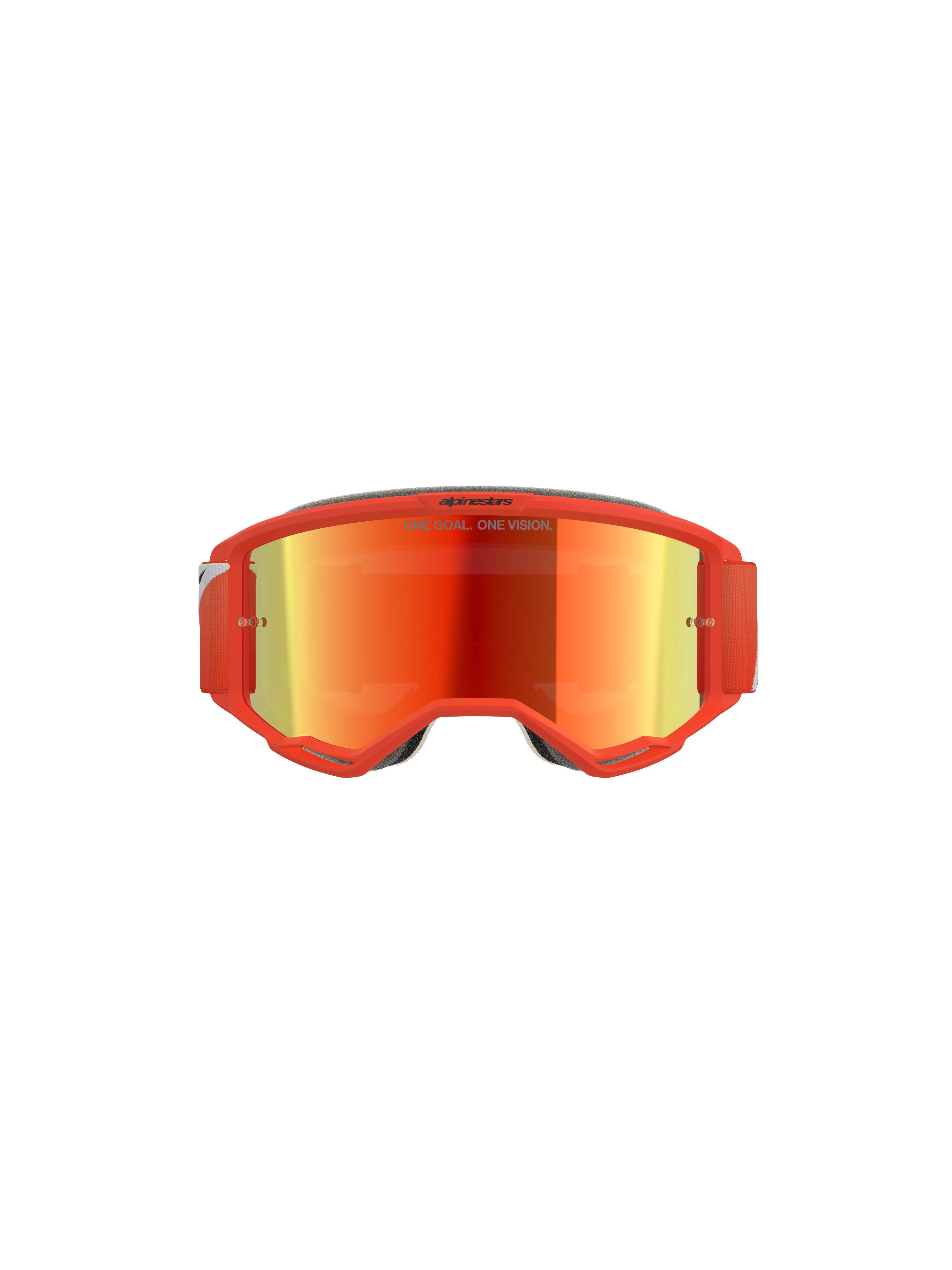 Alpinestars Vision 5 Corp Goggles, Motocross-Brille, oranger Rahmen mit orange-rot verspiegelter reflektierender Linse, rotes verstellbares Band, schlankes Offroad-Performance-Design