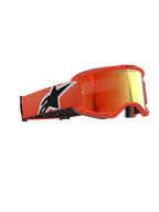 Alpinestars Vision 5 Corp Goggles, Motocross-Brille, Orange mit rot verspiegelter Linse, leuchtend oranger Rahmen und Band mit großem weiß-schwarzem Astars-Logo, verspiegelte rötlich-orange Linse mit Branding auf der Oberseite, professionelle Offroad-Schutzbrille