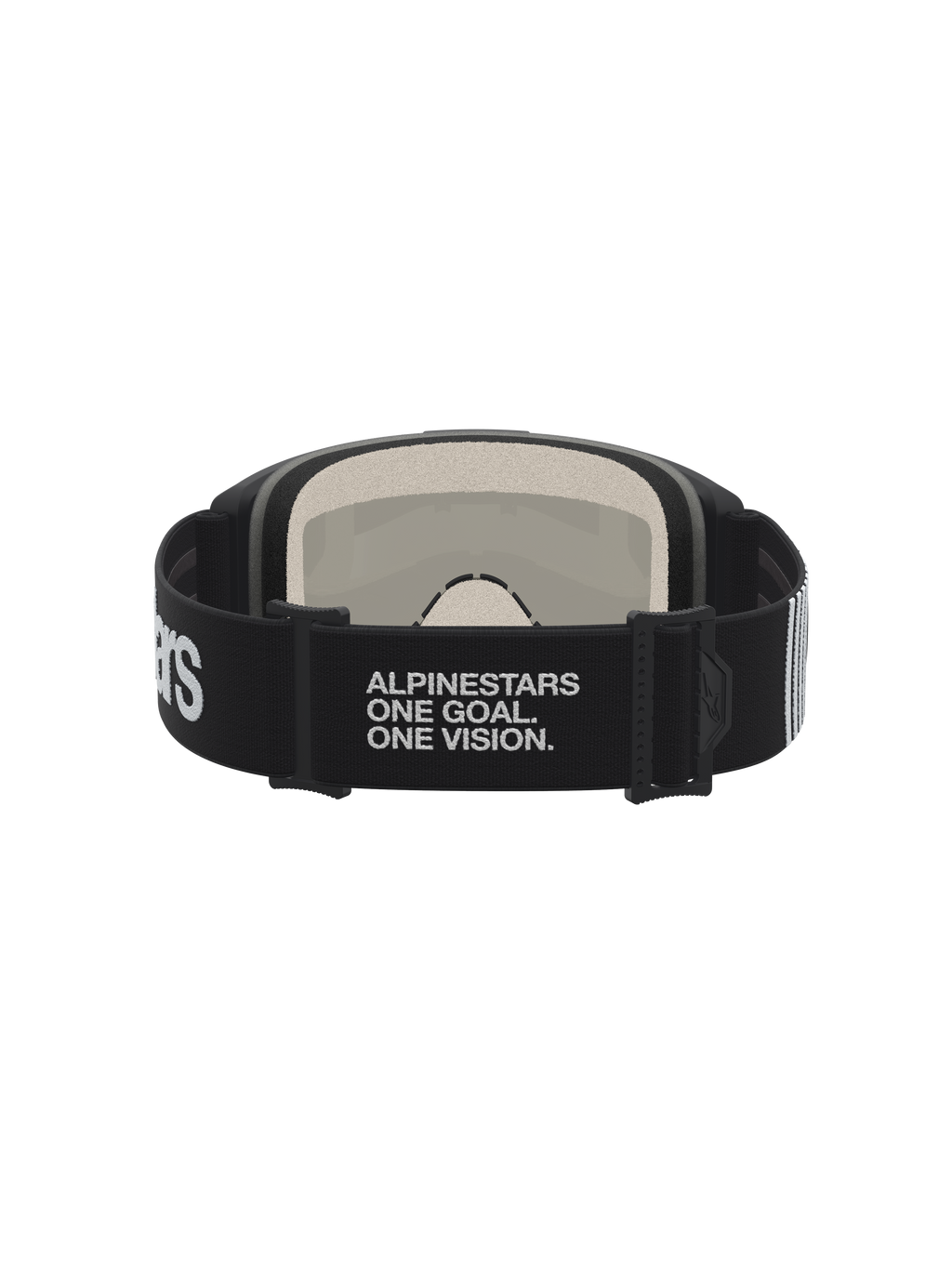 Alpinestars Vision 5 Hone Motocross Goggles, black and white, featuring a branded elastic strap and plush multi-stage foam.