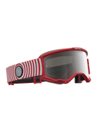 Alpinestars Vision 5 Hone veiligheidsbril voor motocross, rood en wit, zilveren spiegellens, flexibel A-FLEX frame.