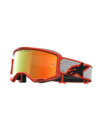 Alpinestars Vision 5 Rora veiligheidsbril, motorcrossbril, oranje en zilver, rode spiegelglaslens, A-FLEX frame en RAM-AIR ventilatiesysteem.