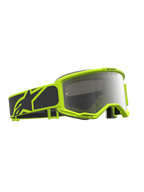 Alpinestars Vision 5 Rora veiligheidsbril, motorcrossbril, zwart en fluogeel, zilveren spiegelglas en RAM-AIR ventilatie.