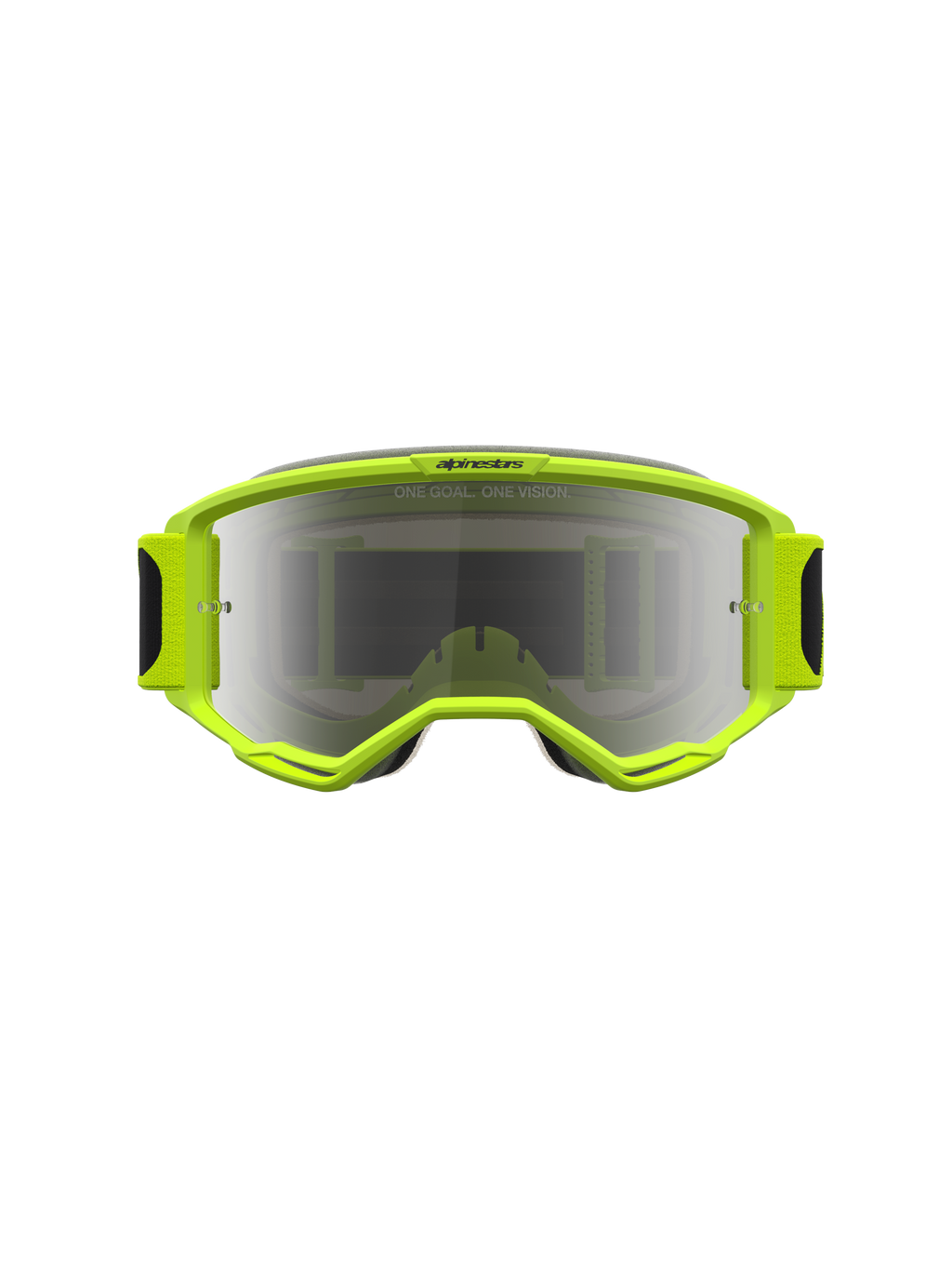 Alpinestars Vision 5 Rora veiligheidsbril, motocrossbril met RAM-AIR ventilatie, geel fluo en zilver, spiegelglas voor off-road.