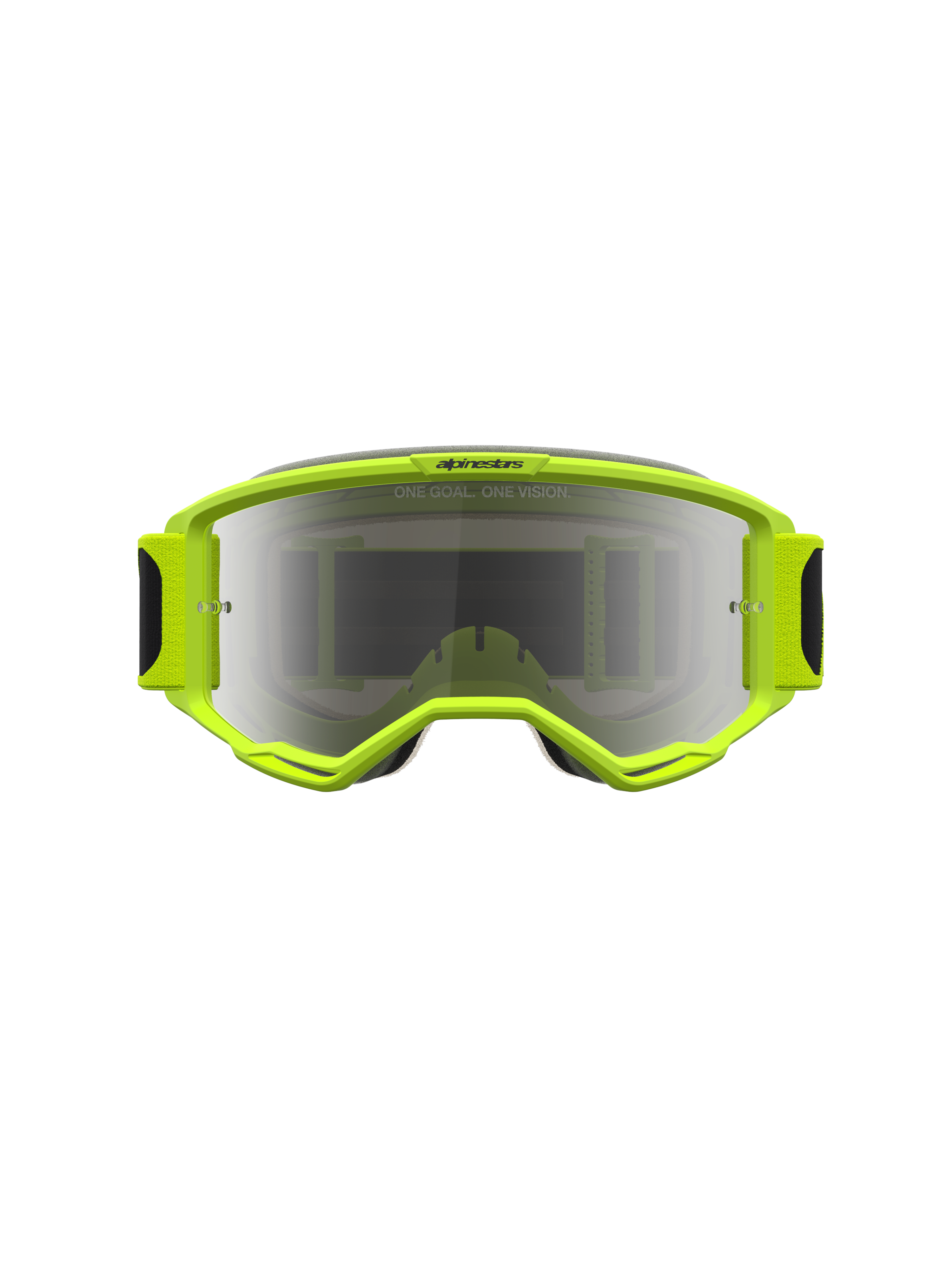 Alpinestars Vision 5 Rora veiligheidsbril, motocrossbril met RAM-AIR ventilatie, geel fluo en zilver, spiegelglas voor off-road.