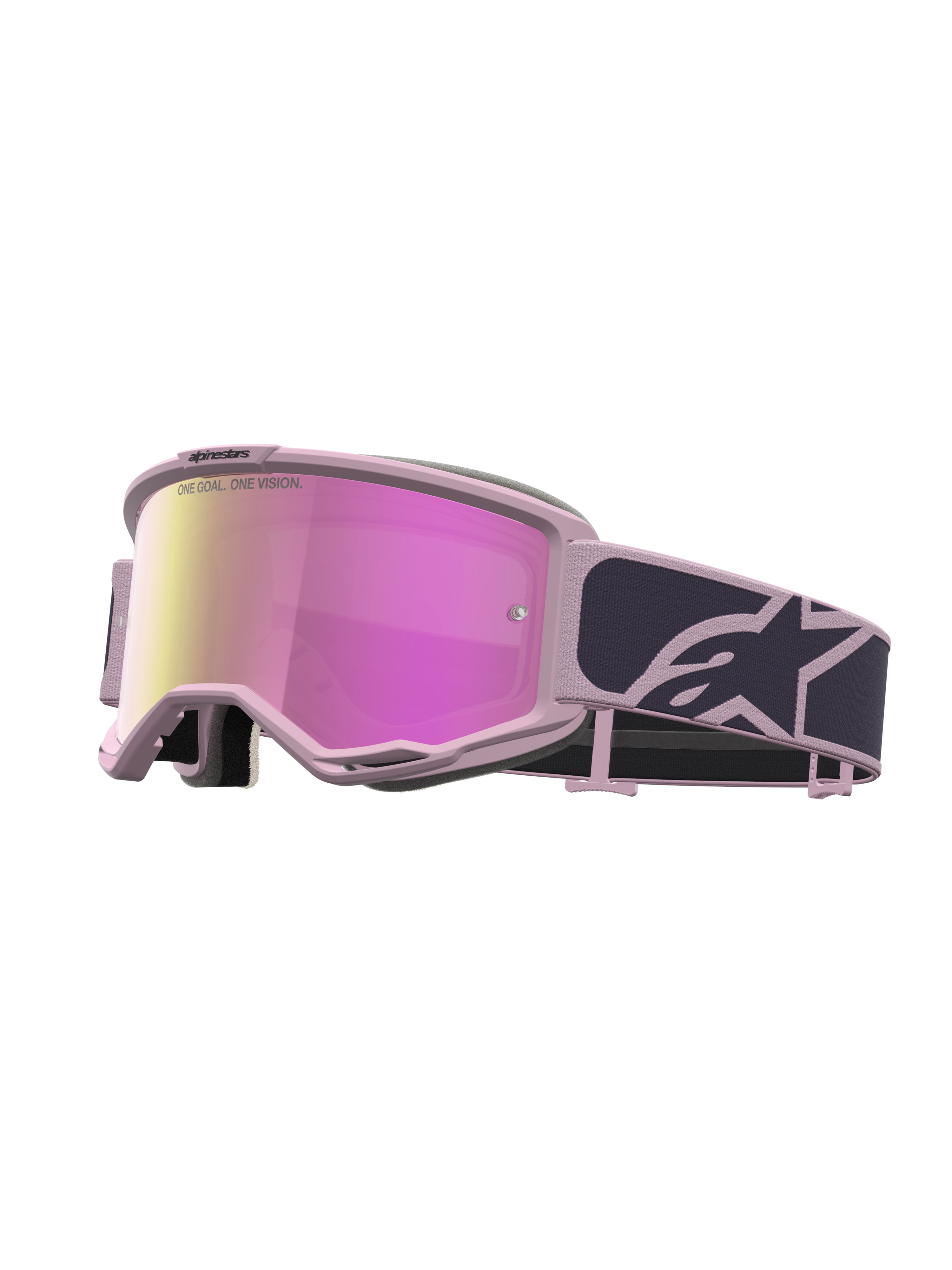 Alpinestars Masque Vision 5 Rora, masque de motocross rose et gris, écran miroir rose, cadre souple A-FLEX et système de ventilation RAM-AIR