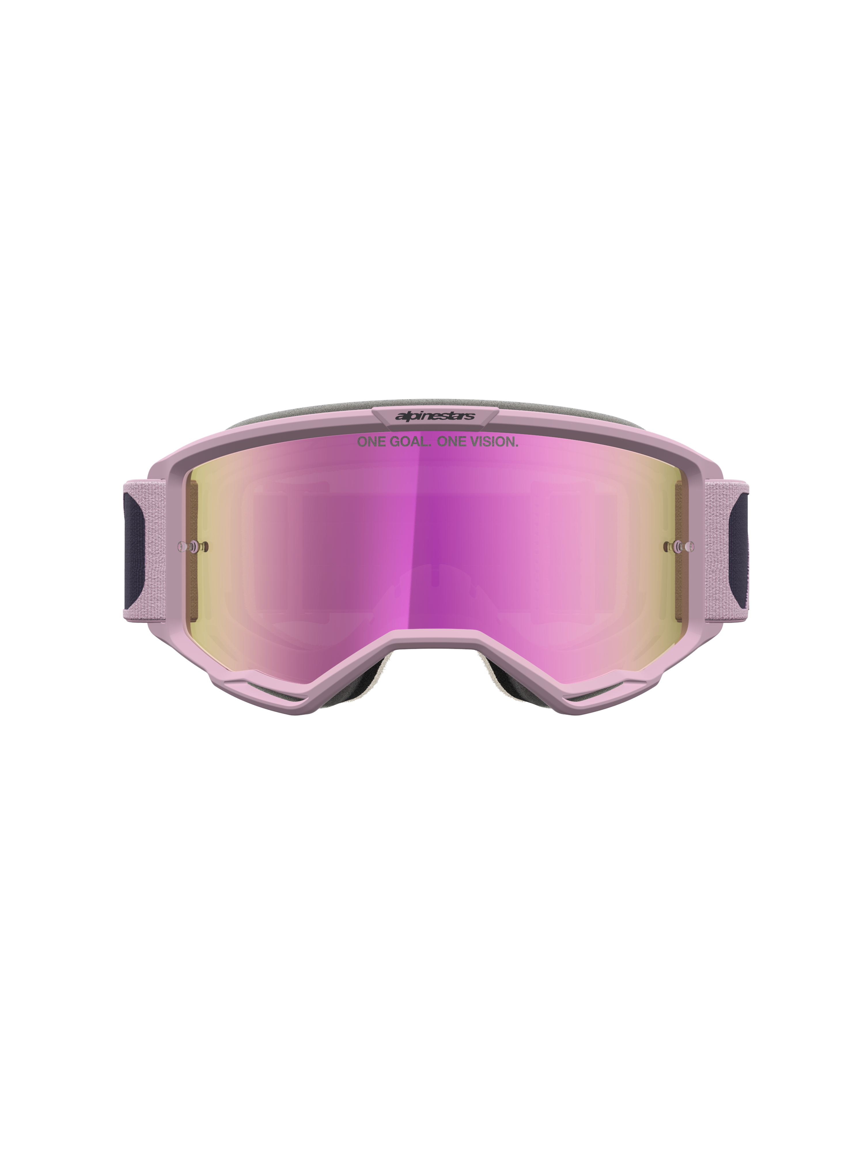 Alpinestars Vision 5 Rora Motocross Goggles, Graystone and Old Pink frame, pink mirror lens, A-FLEX urethane construction.