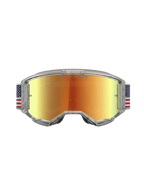 Alpinestars Vision 5 Le Fiftyfold, masque de motocross, écran miroir rouge, bandeau bleu et blanc, monture transparente.