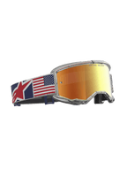 Alpinestars Vision 5 Fiftyfold, masque de motocross, lentille miroir rouge, monture transparente et sangle drapeau US.