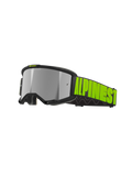 Alpinestars Vision 5 Hollow crossbril, motorcross- en off-roadbril, antraciet en neongeel, zilver spiegelende lens met zwart frame, brede zwarte band met opvallende neongele branding en interne siliconen grip, ventilatieopeningen en zacht gezichtsschuim