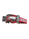 Alpinestars Vision 5 Blaze Goggles Roll Off, masque de motocross, rouge et blanc, écran transparent avec système de film roll-off Wide Vision intégré, boîtiers latéraux doubles, bandeau tissé rouge avec logo astars blanc, monture en uréthane durable avec rembourrage en mousse, lunettes de protection pour le tout-terrain