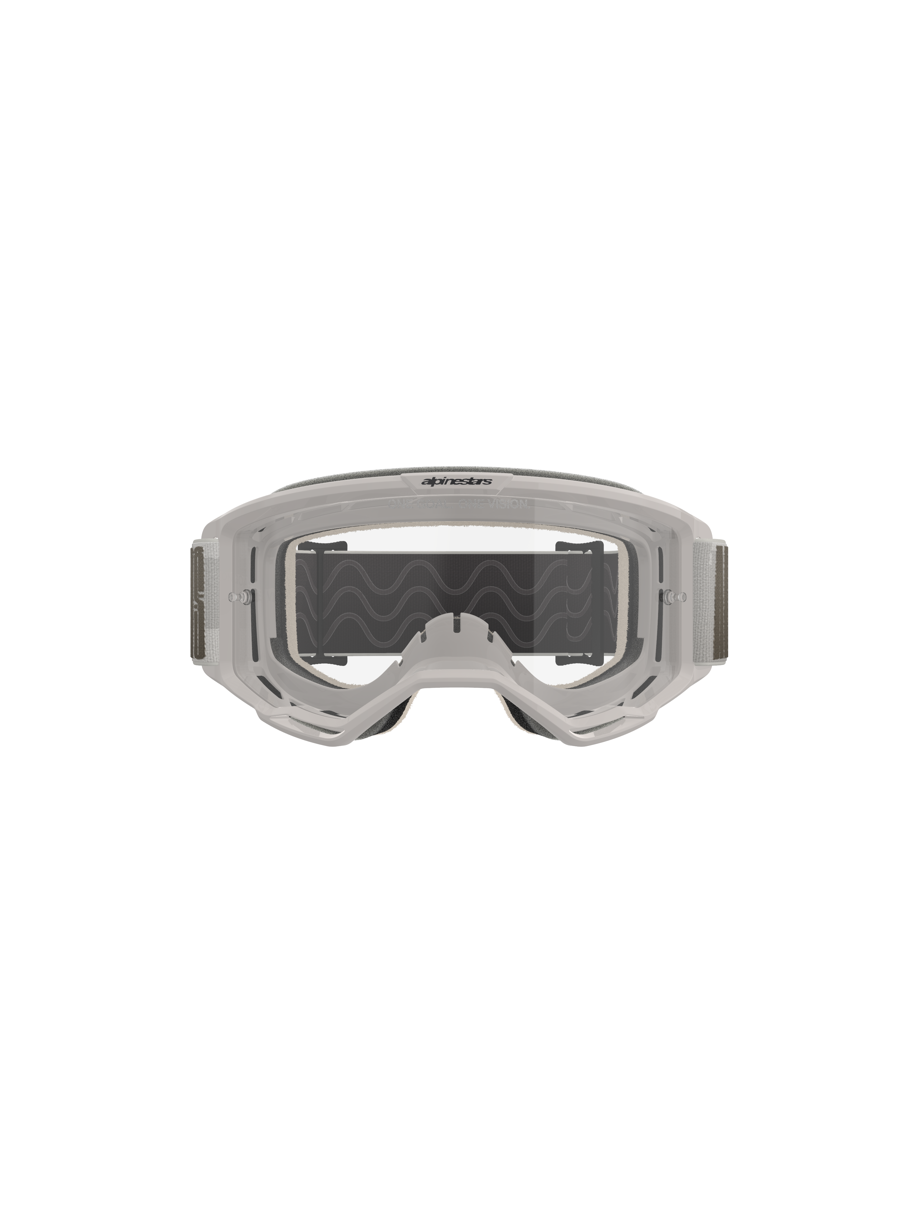 Alpinestars Vision 5 Hollow Goggles, motorcrossbril, Wind Clear, wit doorschijnend frame met een heldere anti-condens lens, brede grijze verstelbare band met siliconen grip, professionele off-road motoruitrusting