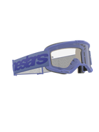 Alpinestars Vision 5 Wordmark crossbril, motorcrossbril, paars en transparant, voorzien van een brede paarse band met Alpinestars-branding, flexibel urethaan frame, heldere anti-condenslens en meerlaags gezichtsschuim