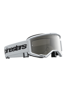 Alpinestars Vision 3 Wordmark Mirror Schutzbrille, Motocross-Brille in Weiß und Schwarz mit silberner Spiegellinse