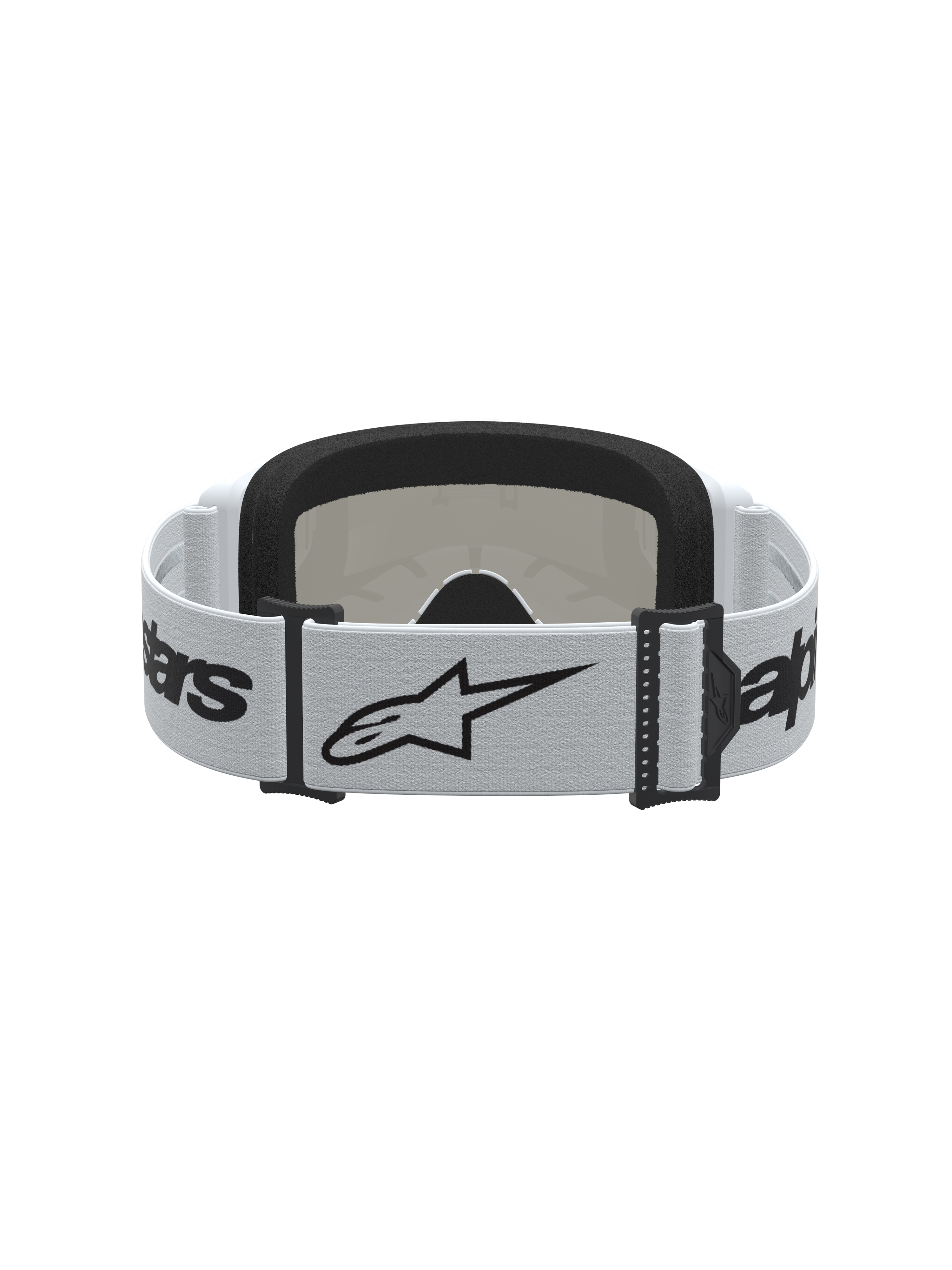 Alpinestars Vision 3 Schutzbrille Wordmark Mirror, weiß-schwarze Motocross-Schutzbrille mit Stern-Logo und weichem Gesichtsschaum.