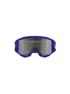 Alpinestars Vision 3 Wordmark Goggles, masque de motocross, bleu et argent miroir, doté d'une monture bleu vif et d'un large bandeau avec logo blanc, écran miroir argenté avec le texte « ONE GOAL. ONE VISION. », protection oculaire professionnelle pour le tout-terrain.