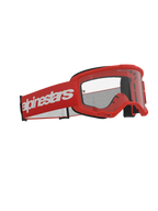 Alpinestars Vision 3 Wordmark Brille, Motocross-Brille, Rot mit klarer Linse, mit rotem Rahmen und breitem rotem Band mit weißem Alpinestars-Schriftzug, professionelle Offroad-Rennsport-Schutzbrille