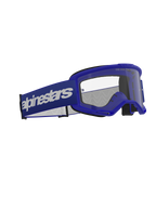 Alpinestars Vision 3 Wordmark Brille, Motocross-Brille, Blau und Klar, mit blauem A-FLEX-Rahmen, klarer Anti-Beschlag-Polycarbonatlinse und breitem dunkelblauen Band mit weißem Alpinestars Wordmark-Logo, strapazierfähiger Offroad-Augenschutz