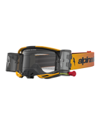 Alpinestars Vision 8 Amber Roll Off veiligheidsbril voor motocross, geel en zwart met roll-off systeem en heldere lens.