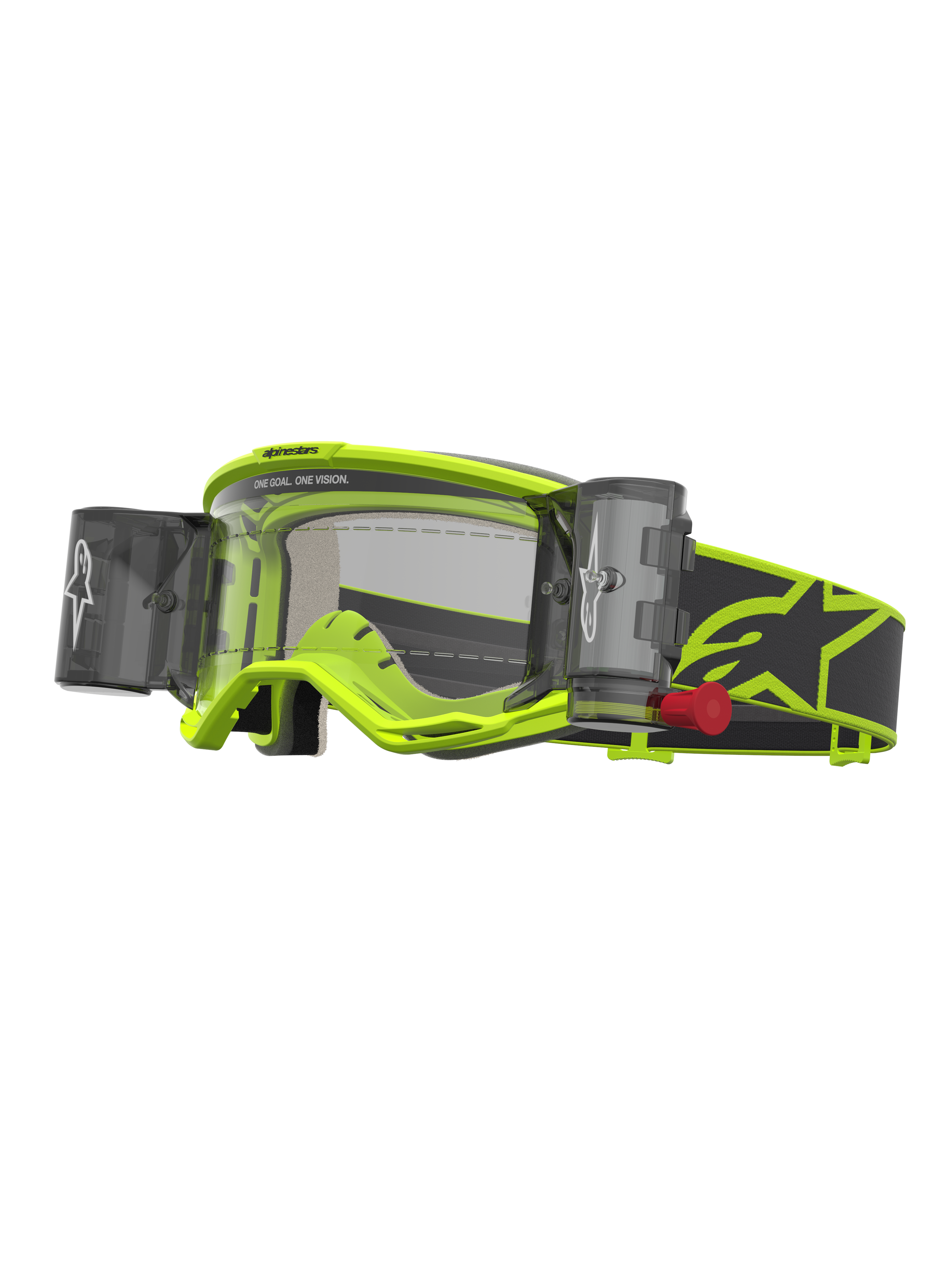 Alpinestars Vision 5 Schutzbrille Rora Roll-Off, Gelb Fluo und Schwarz, klare Scheibe mit integriertem Roll-Off-System
