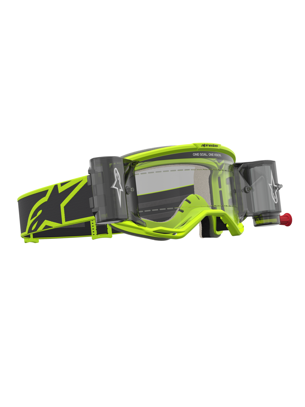 Alpinestars Vision 5 Rora Roll Off veiligheidsbril, motocrossbril, fluogeel en zwart, heldere lens met geïntegreerd roll-off systeem voor off-road prestaties.