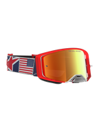 Alpinestars Supertech LE Fiftyfold, masque de motocross rouge, sangle drapeau USA et écran miroir rouge, édition limitée