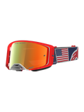 Masque Alpinestars Supertech Fiftyfold Goggles, masque de motocross édition limitée, rouge et bleu, écran miroir et sangle drapeau américain
