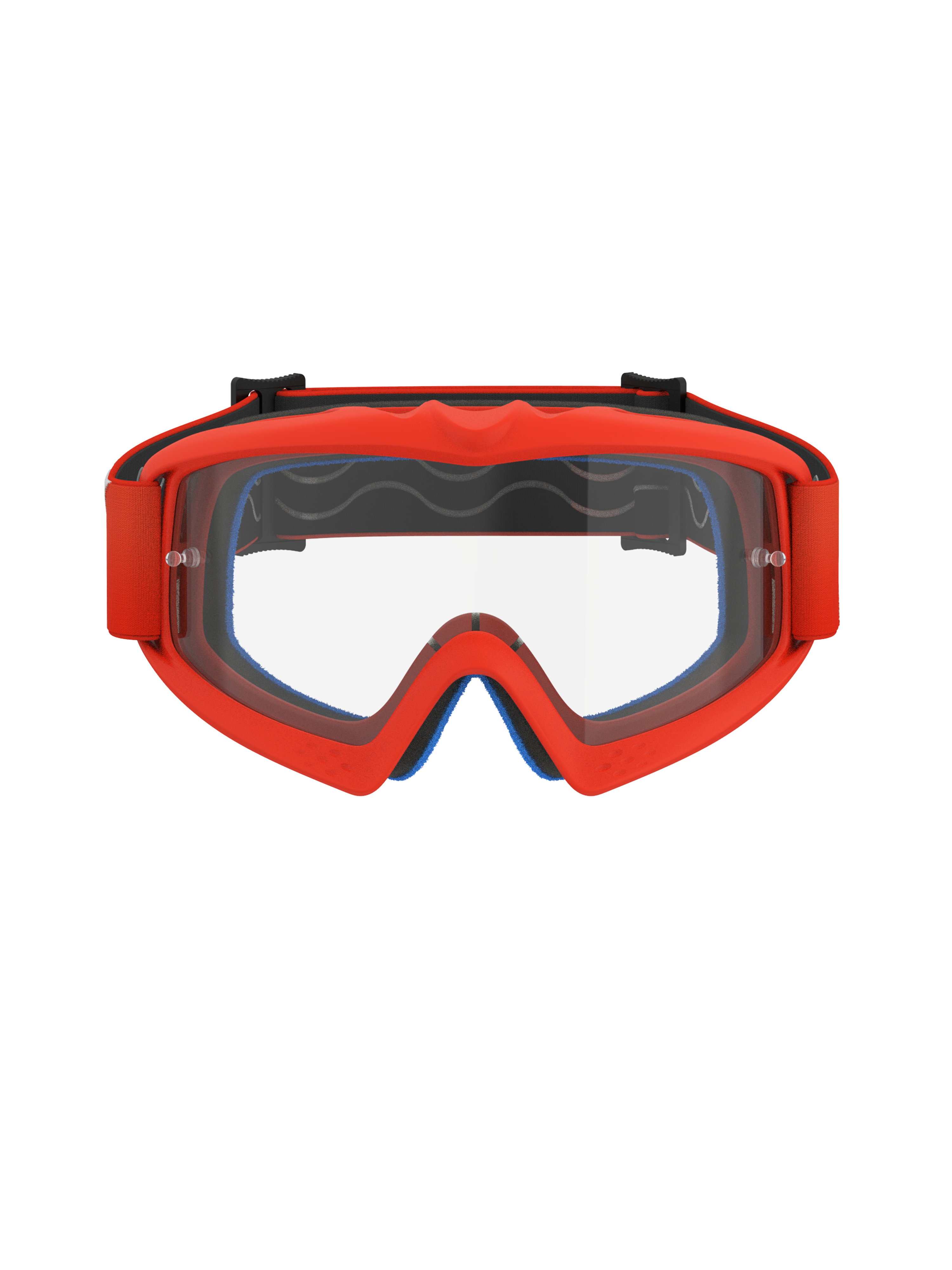 Alpinestars Vision Youth Corp Goggles, Motocross-Brille, Orange mit klarer Linse, leuchtend oranger Rahmen und passendes Band, blauer Gesichtsschaum innen sichtbar, klare Anti-Beschlag-Linse mit Abreißstiften, entwickelt für junge Fahrer, hochwertige Offroad-Rennbrille