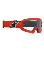 Alpinestars Vision Youth Corp Brille, Jugend-Motocross-Brille, oranger Rahmen und klare Linse, oranges Band mit markantem schwarz-weißen Alpinestars-Logo, sichtbarer blauer Gesichtsschaum, Silikon-Haftwellen, Polycarbonat-Anti-Beschlag-Linse für Offroad-Rennsport