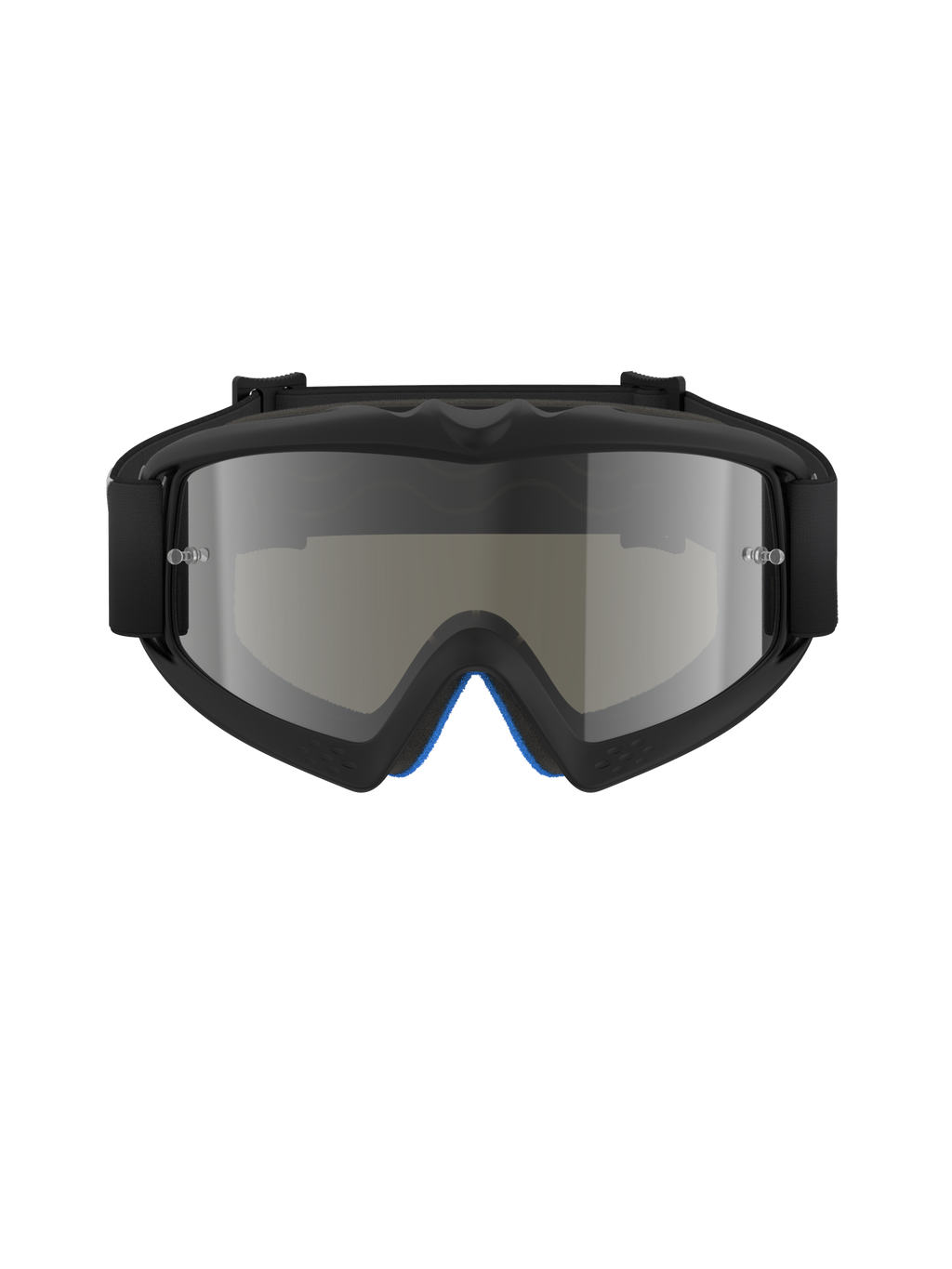 Alpinestars Vision Youth Corp Goggles, motorcrossbril, Black Mirror Silver, vooraanzicht met een spiegelende polycarbonaat lens en zwart A-FLEX urethaan frame, professionele off-road oogbescherming voor jonge rijders