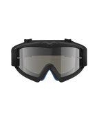 Alpinestars Vision Youth Corp Goggles, motorcrossbril, Black Mirror Silver, vooraanzicht met een spiegelende polycarbonaat lens en zwart A-FLEX urethaan frame, professionele off-road oogbescherming voor jonge rijders