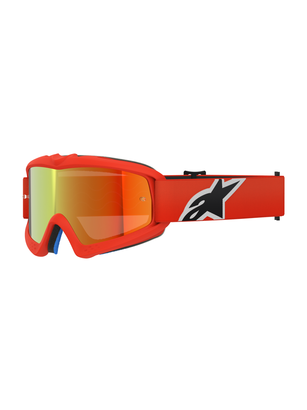 Alpinestars Vision Youth Corp Goggles, jeugd motorcrossbril, oranje met rode spiegellens, voorzien van zwart-wit Alpinestars-logo op de band, hoogwaardige oogbescherming voor off-road racen