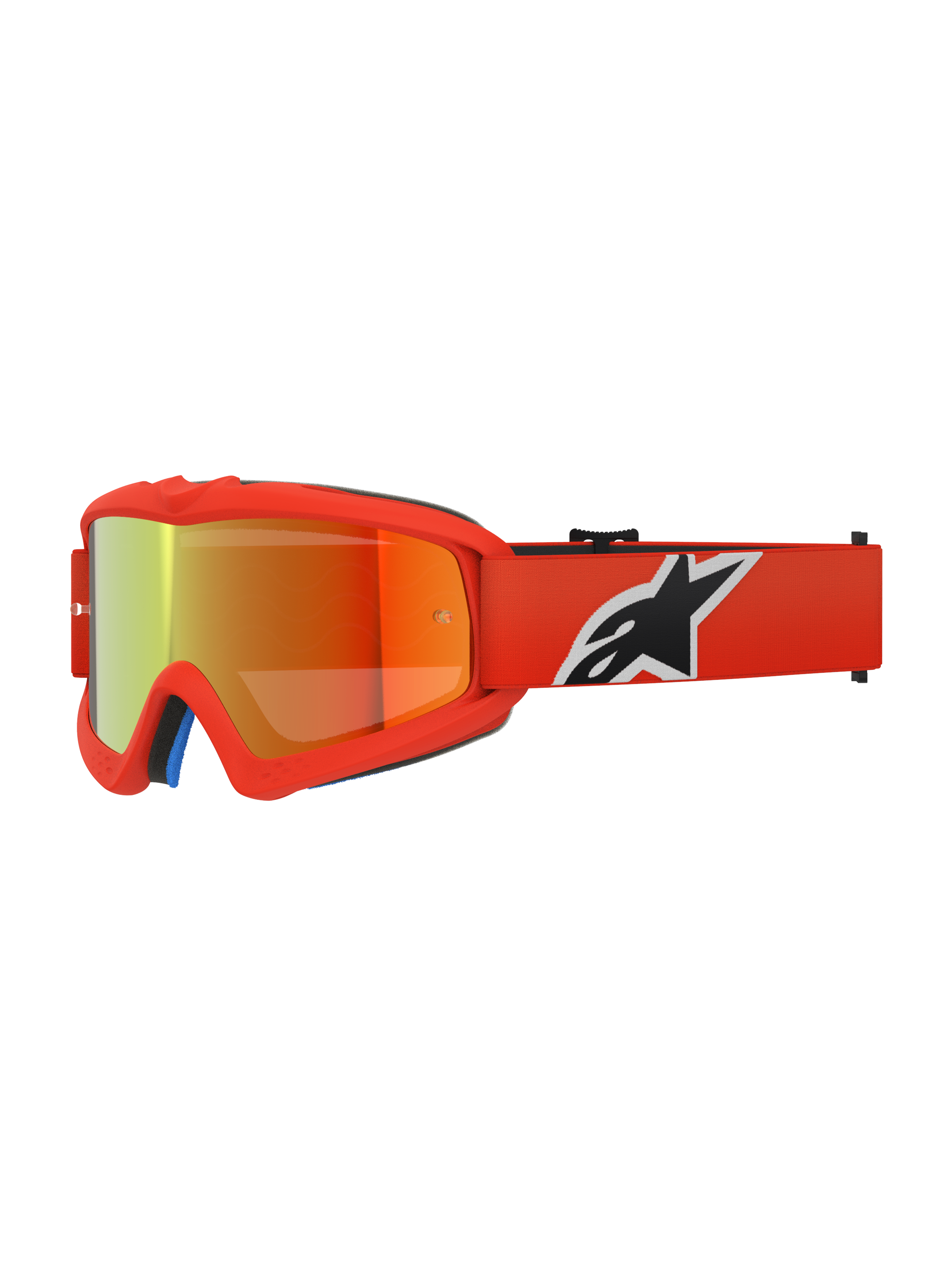 Alpinestars Vision Youth Corp Goggles, jeugd motorcrossbril, oranje met rode spiegellens, voorzien van zwart-wit Alpinestars-logo op de band, hoogwaardige oogbescherming voor off-road racen