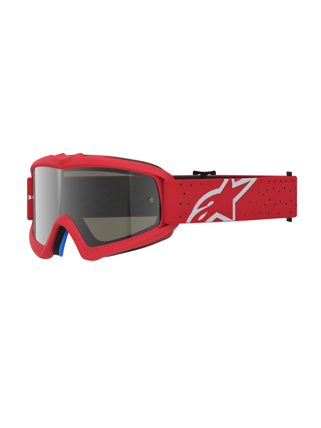 Alpinestars Jeugd Vision Vesta veiligheidsbril, motocross-bril voor kinderen, rood met zilveren spiegelende lens en anti-fog.
