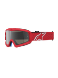 Alpinestars Vision Vesta Junior, masque de motocross rouge, lentille miroir argentée et protection anti-buée.