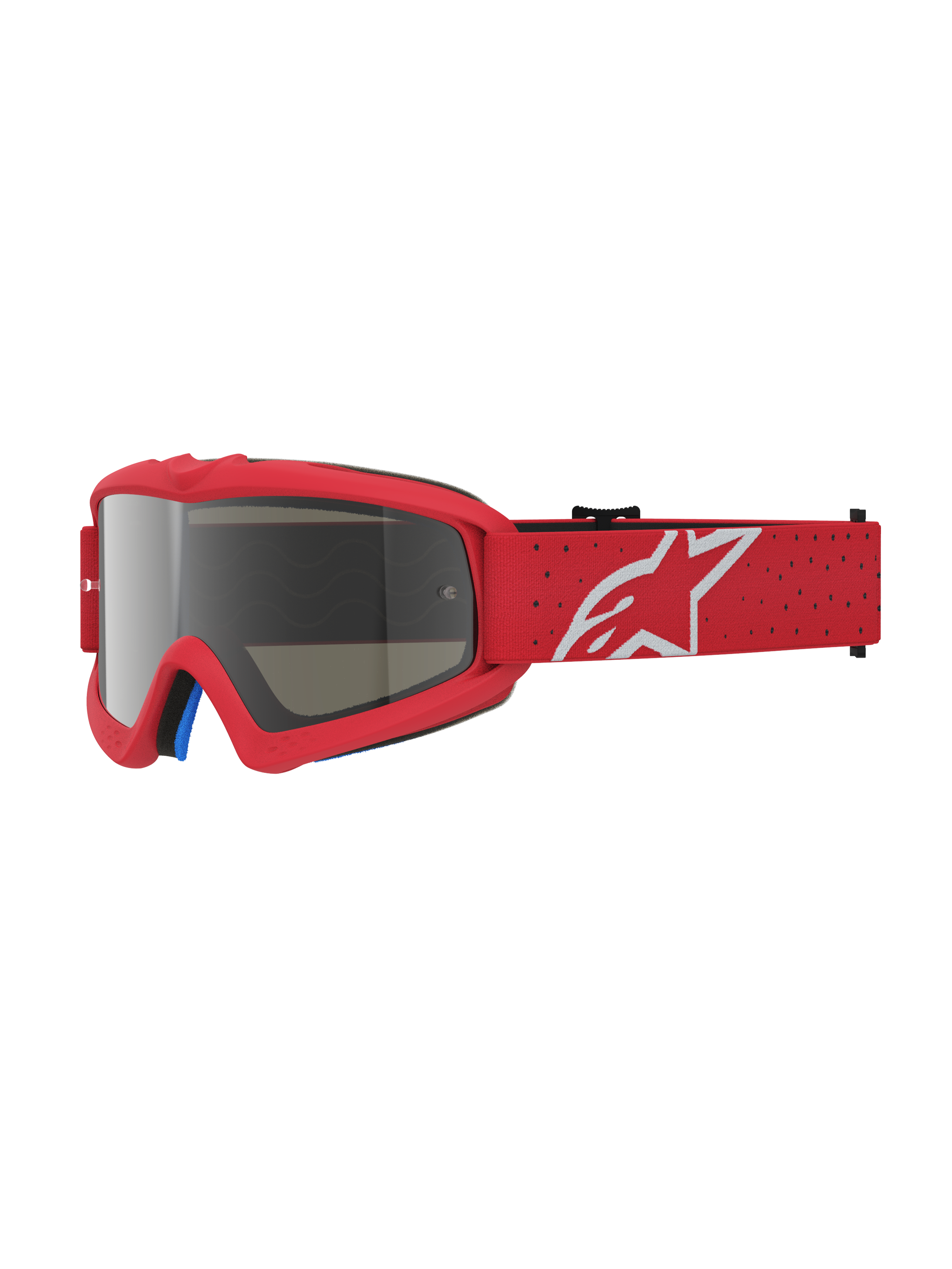 Alpinestars Vision Vesta Junior, masque de motocross rouge, lentille miroir argentée et protection anti-buée.