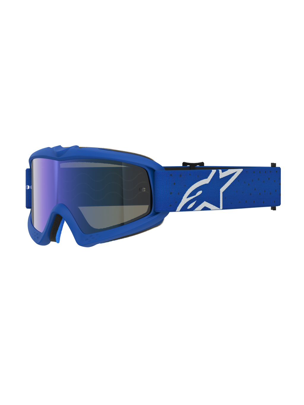 Alpinestars jeugd Vision Vesta veiligheidsbril, motorcrossbril voor de jeugd, blauw en wit, anti-condens spiegelende blauwe lens, flexibel frame, CE-gecertificeerd.