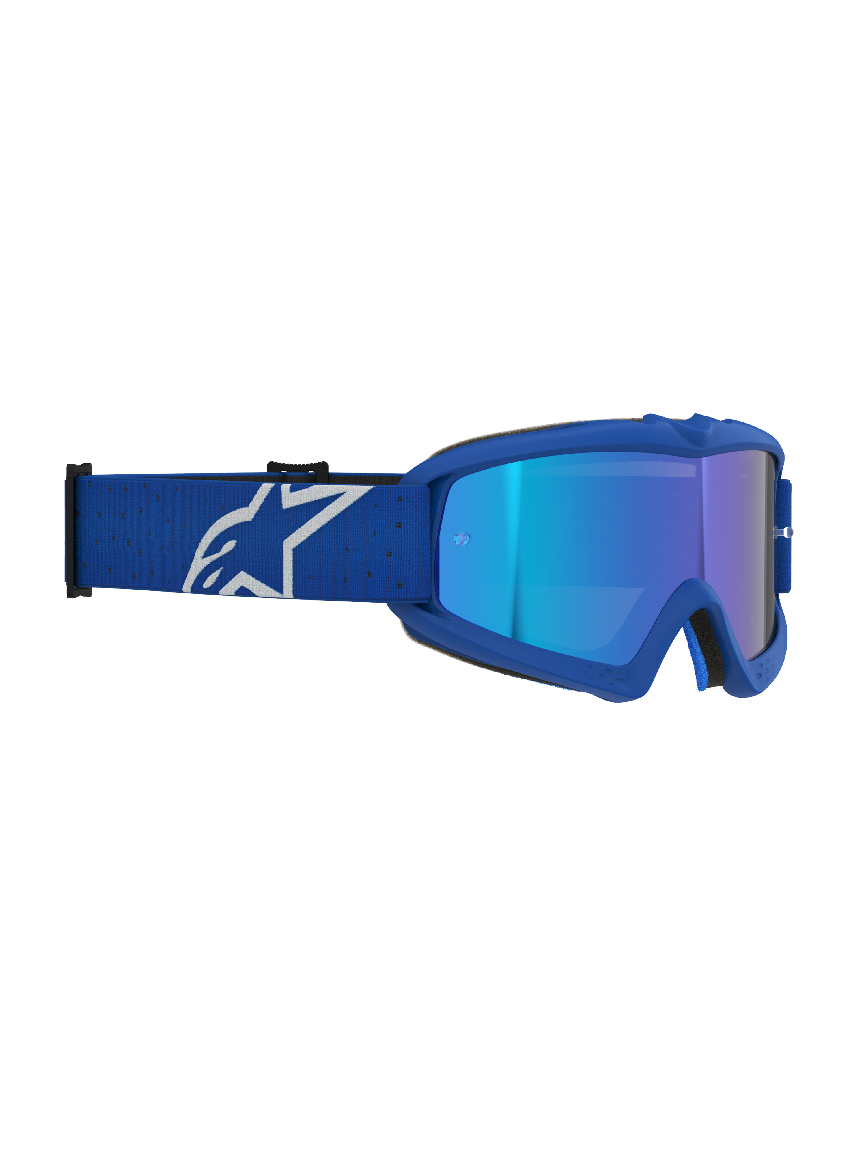 Alpinestars Jeugd Vision Vesta veiligheidsbril, blauw en witte motorcrossbril met spiegelende lens, CE-gecertificeerd